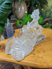 Beautiful Quartz Horse Carving with Rutile