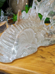 Beautiful Quartz Horse Carving with Rutile