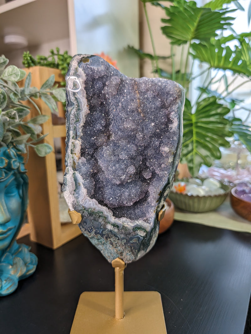 Lavender Druzy Freeform on Stand