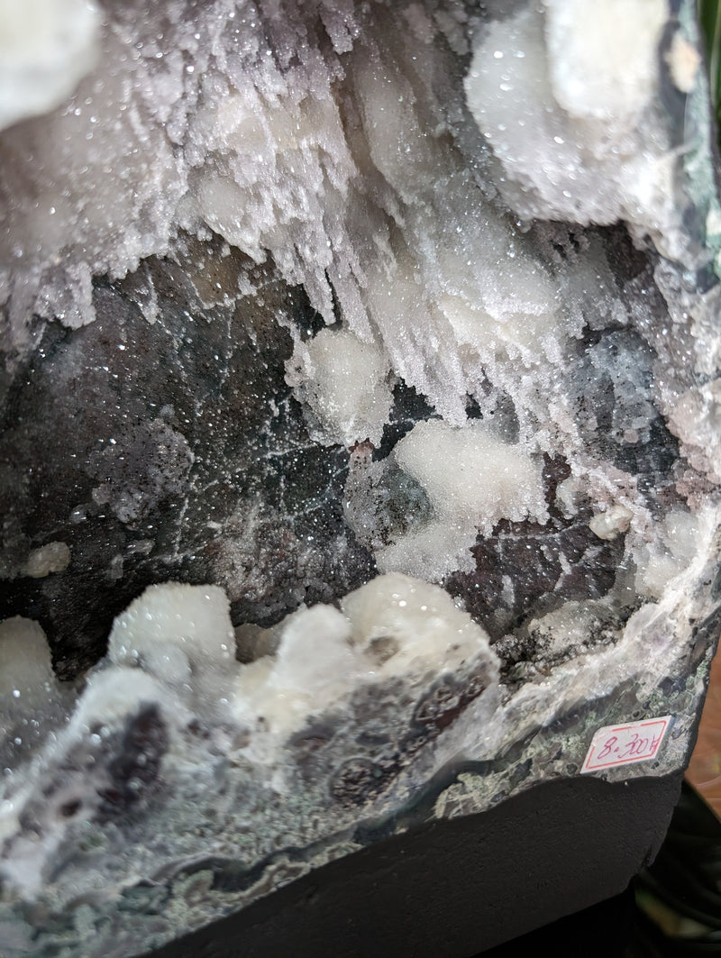 18lb Quartz Over Amethyst, Chlorite & Calcite Stalactites Cathedral Geode