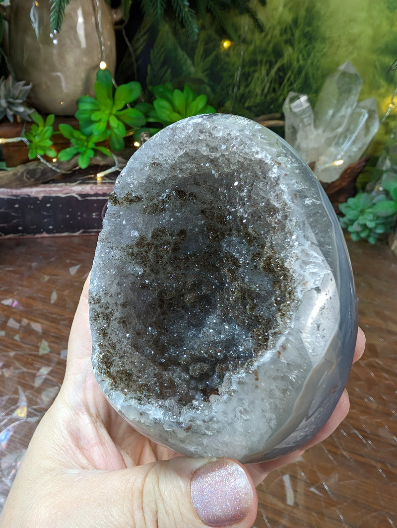 Amethyst with Goethite & Hematite Geode Egg