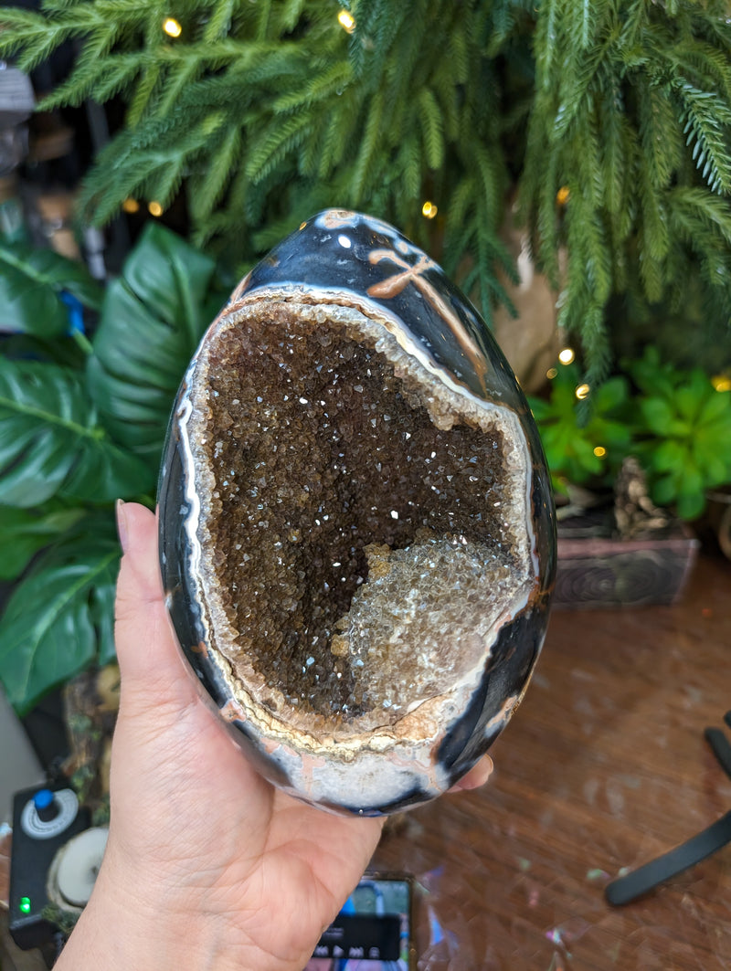 Chocolate Druzy Jasper Geode Egg