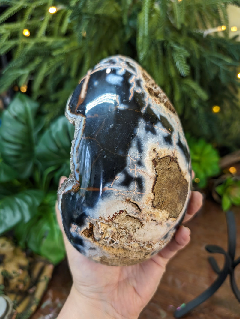 Chocolate Druzy Jasper Geode Egg