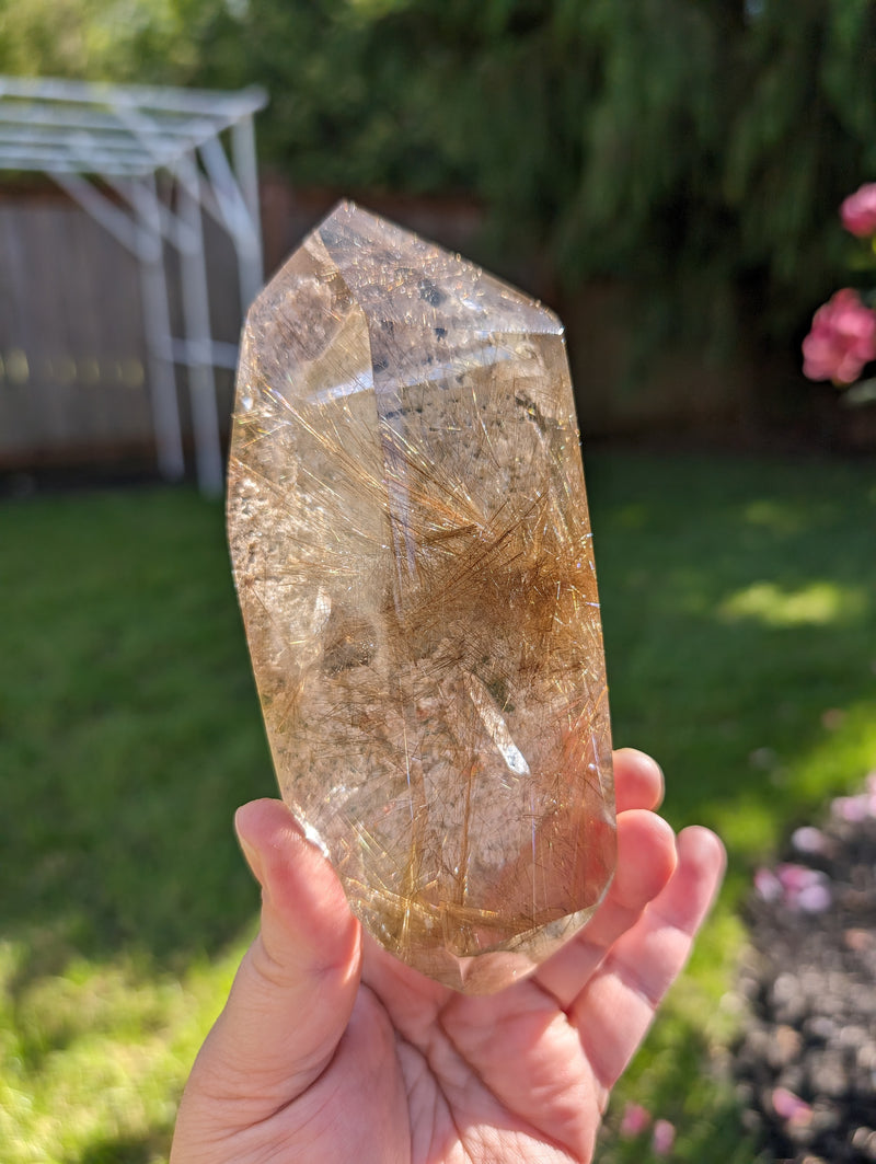 Gold Rutilated Quartz with 5 Penetrator Points