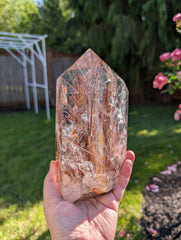 RARE Stunning Red Rutilated Quartz Point Filled with Rainbows