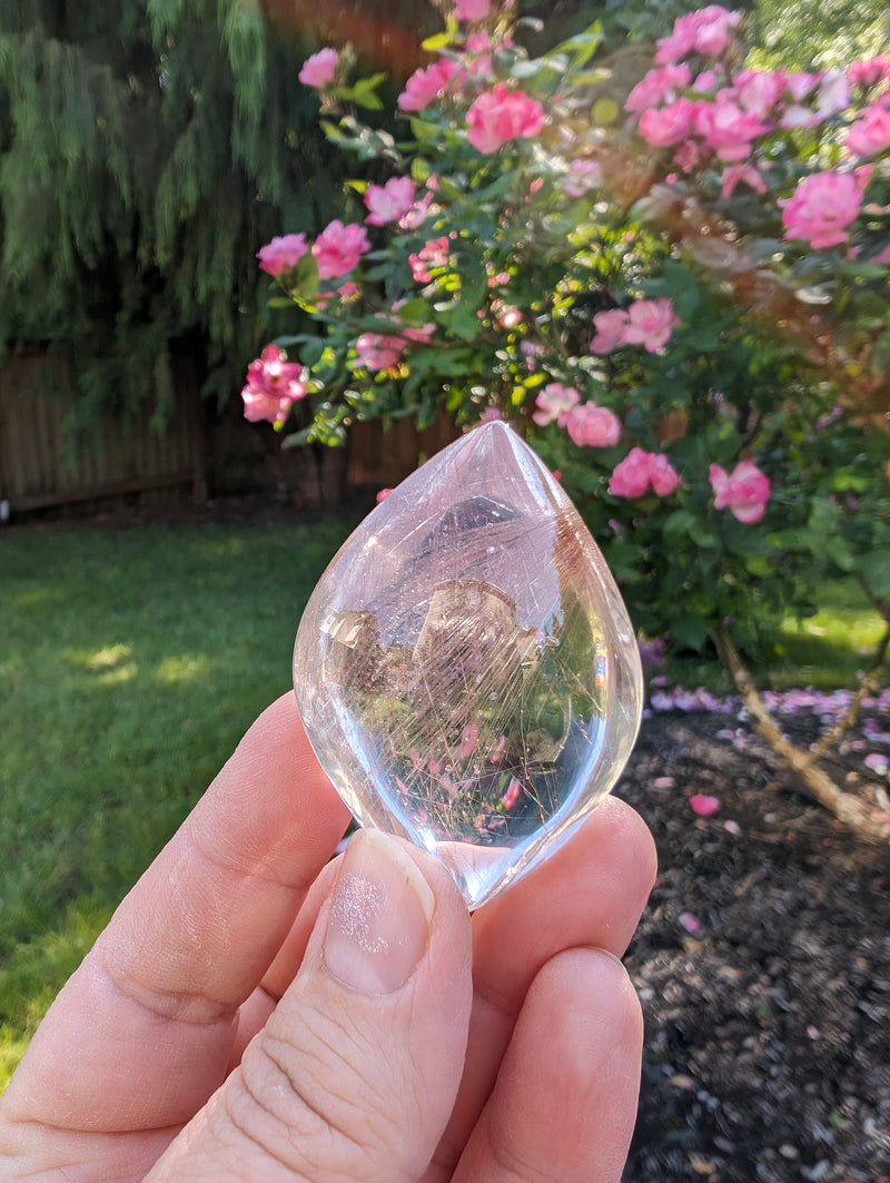 RARE Clear Quartz with Pink (Rose Gold) Rutile