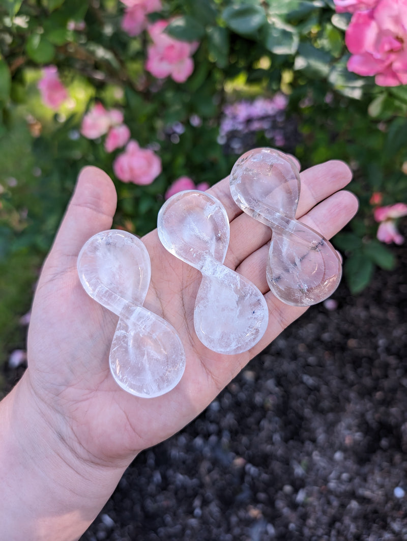 Large Crystal Infinity Symbol Palmstone (Clear & Smoky)