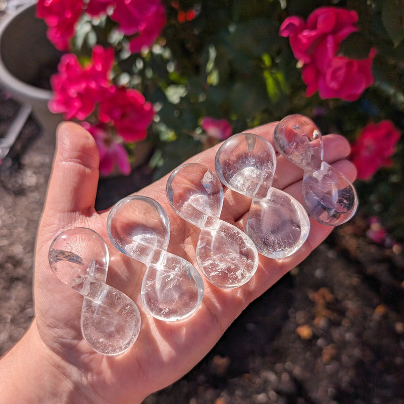 Clear Quartz Crystal Infinity Symbol Palmstone