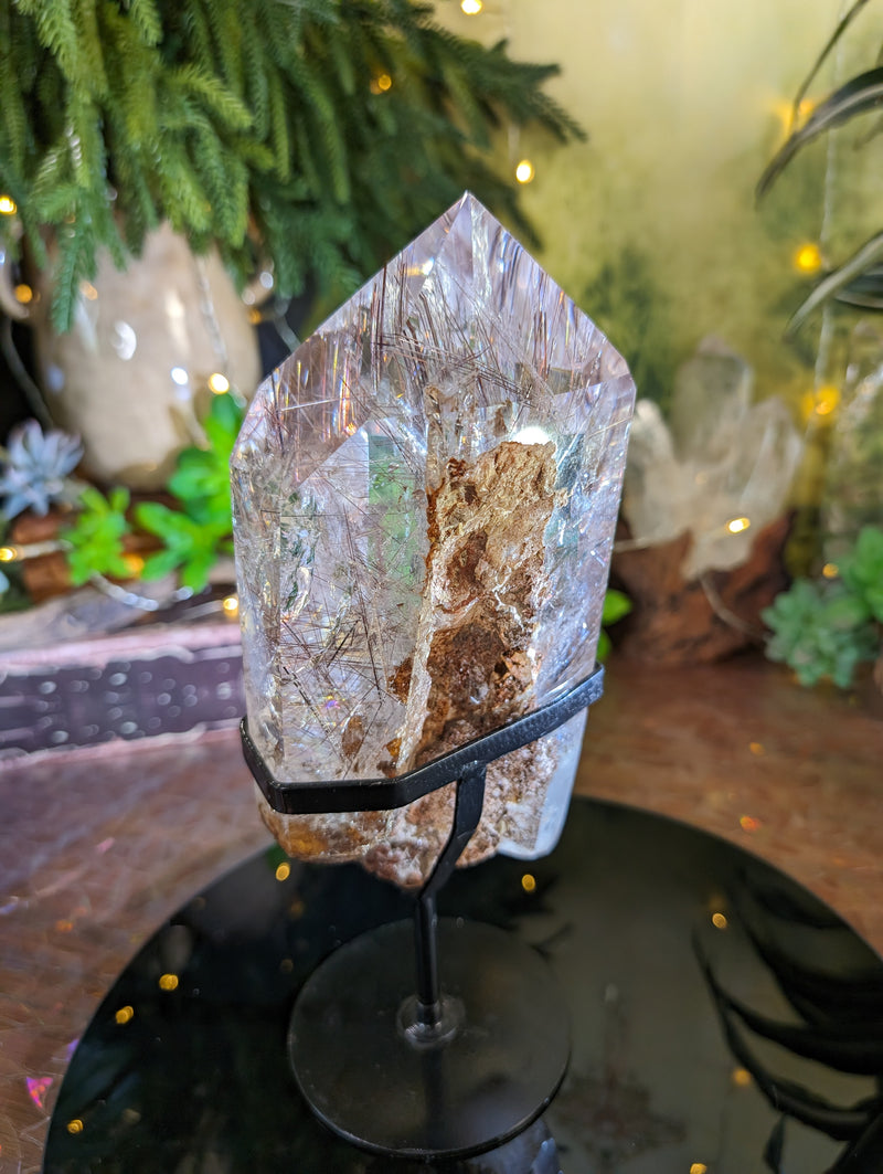 RARE Stunning Red Rutilated Quartz Point Filled with Rainbows