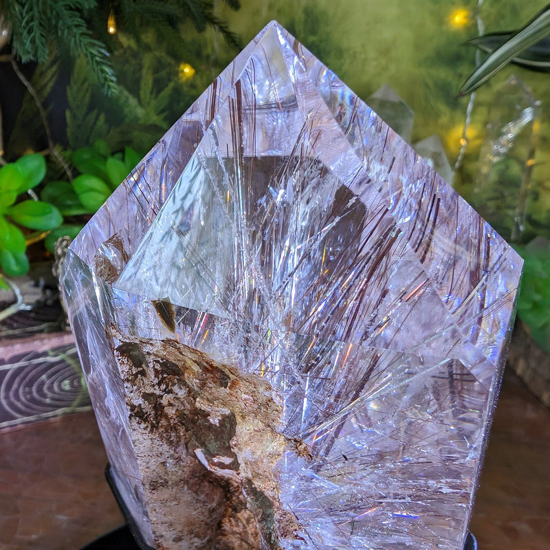 RARE Stunning Red Rutilated Quartz Point Filled with Rainbows