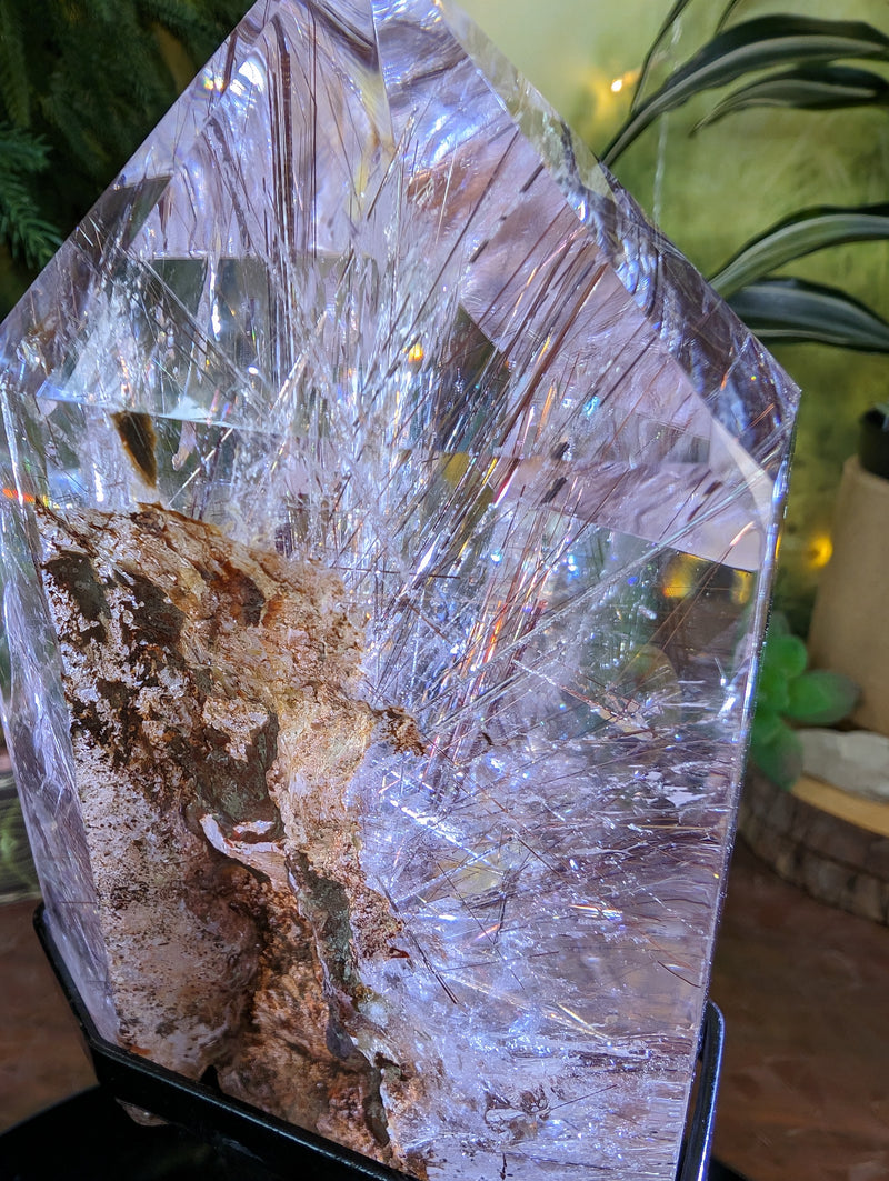 RARE Stunning Red Rutilated Quartz Point Filled with Rainbows