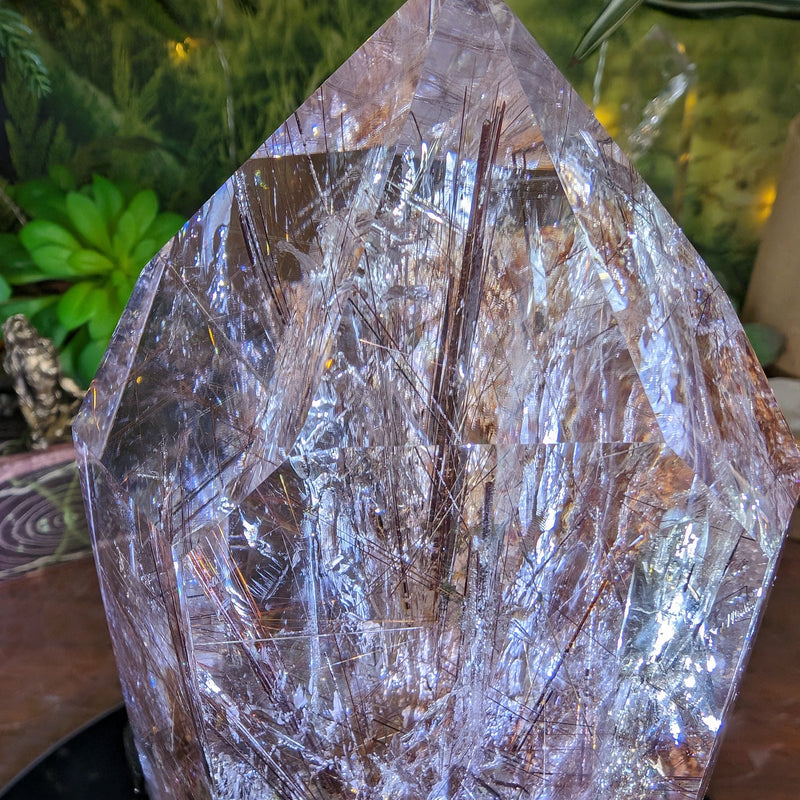 RARE Stunning Red Rutilated Quartz Point Filled with Rainbows