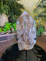 RARE Stunning Red Rutilated Quartz Point Filled with Rainbows