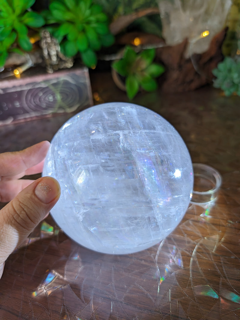 XL Optical Calcite Sphere FULL of RAINBOWS