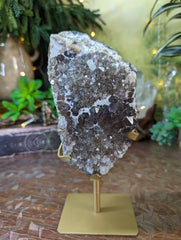 Large & Small Points Smoky Amethyst with Rutile, Snow Chalcedony and Calcite