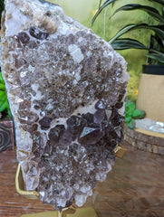 Large & Small Points Smoky Amethyst with Rutile, Snow Chalcedony and Calcite