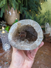 Beige Druzy Geode Cave with Hematite & Goethite Sparkle