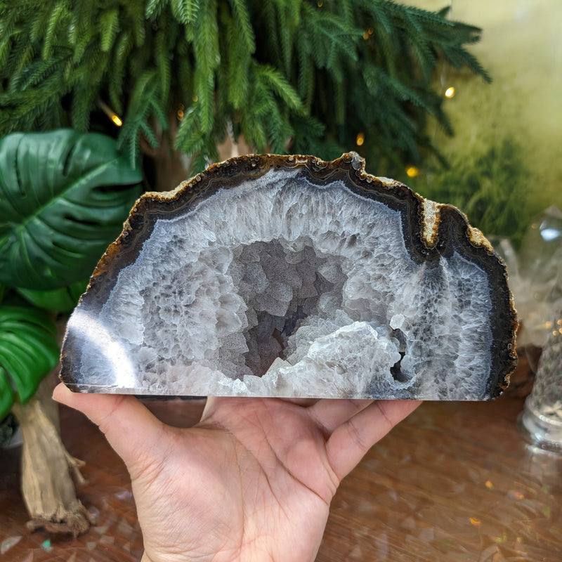 Quartz Druzy Geode with Agate Banding