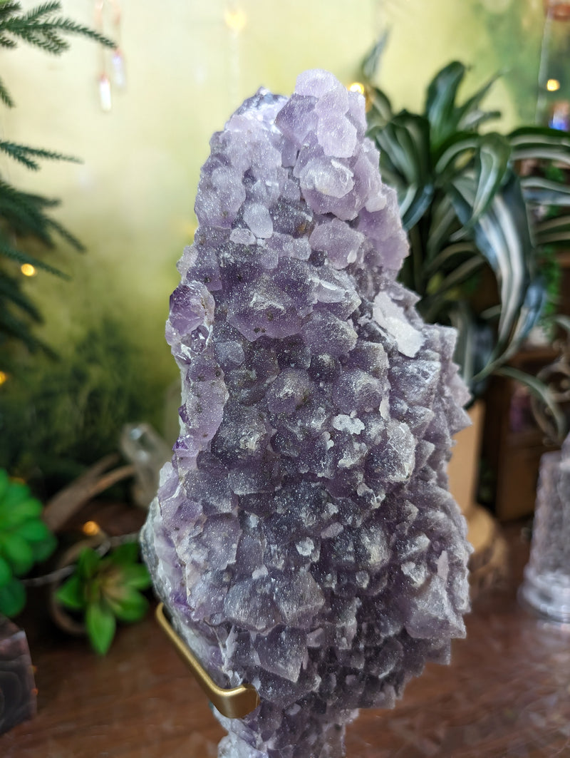 XXL Sugar Amethyst & Calcite Freeform on Custom Stand