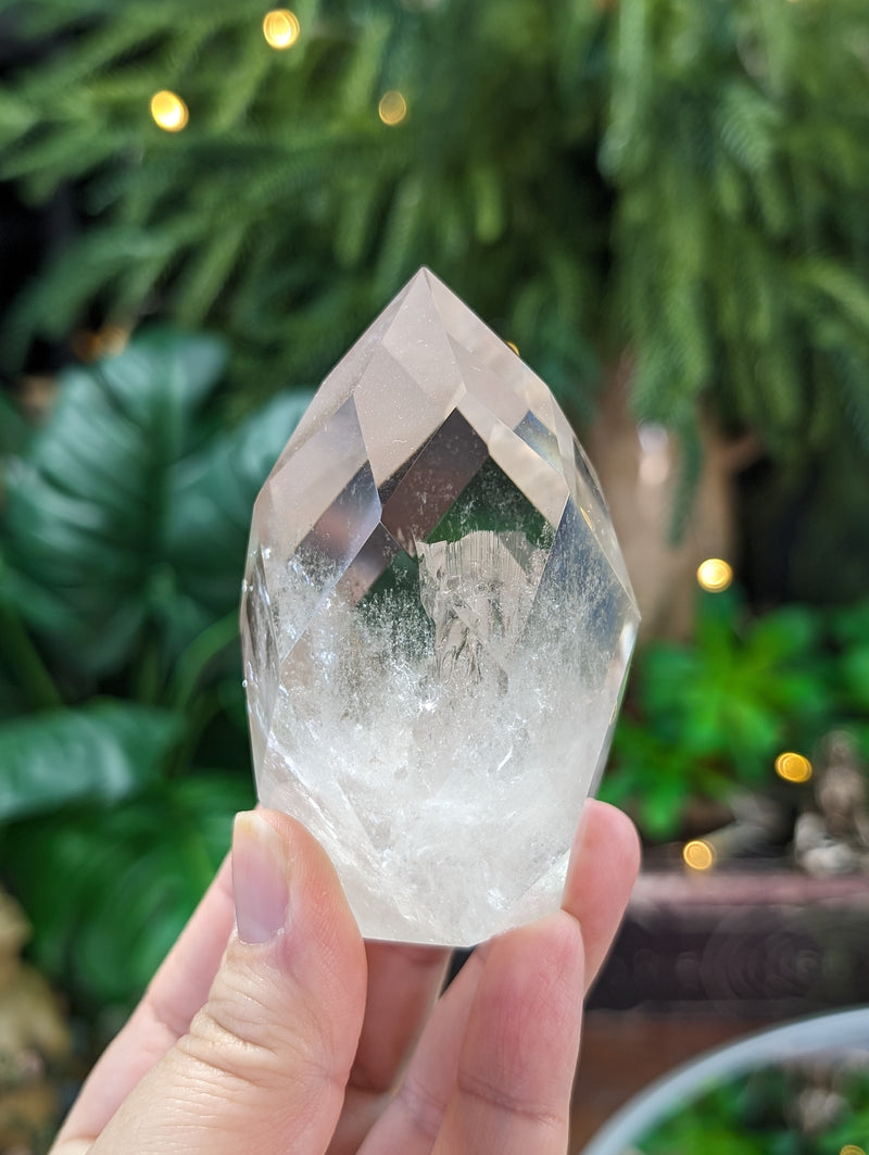 High Grade Faceted Clear Quartz Egg