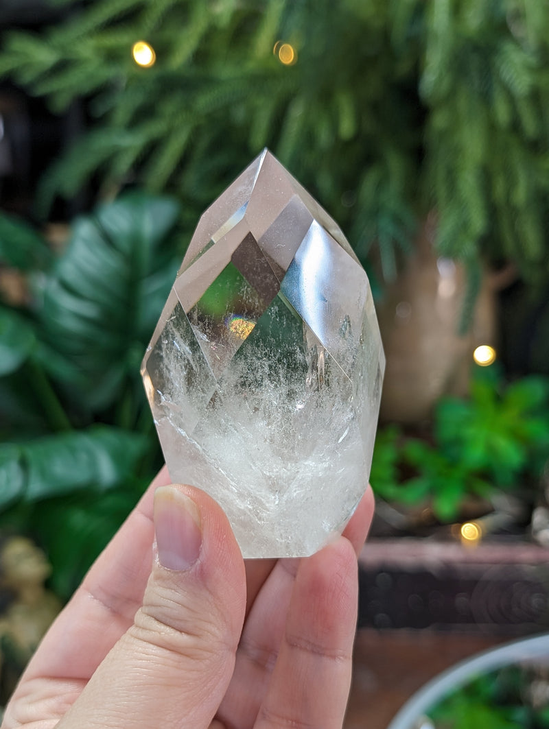 High Grade Faceted Clear Quartz Egg