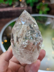 Faceted Clear Quartz Egg with Tourmaline