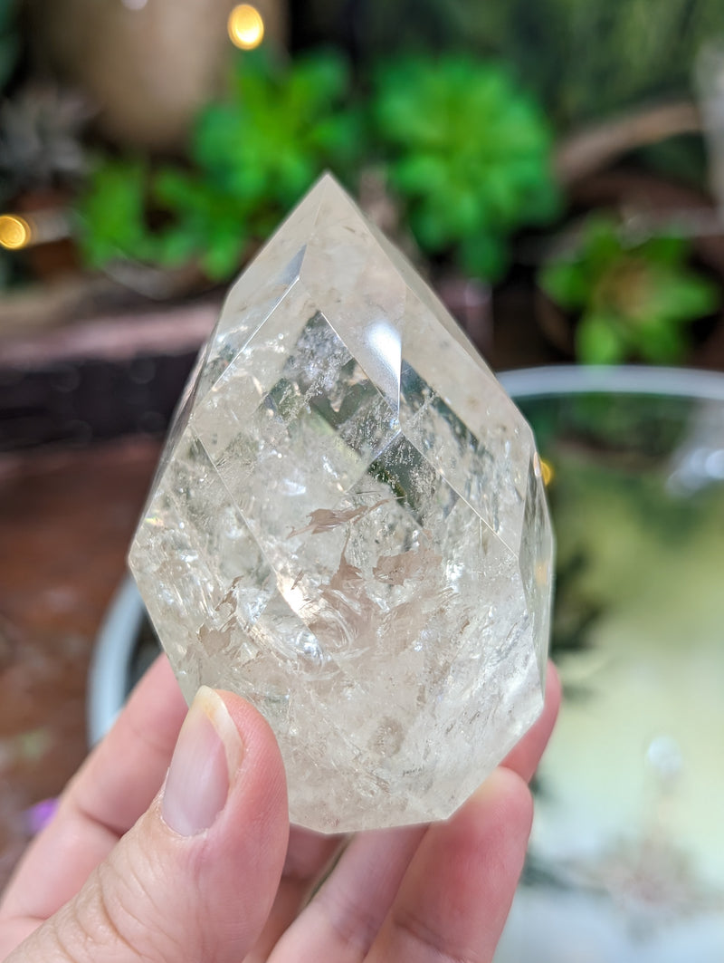 Faceted Clear Quartz Egg