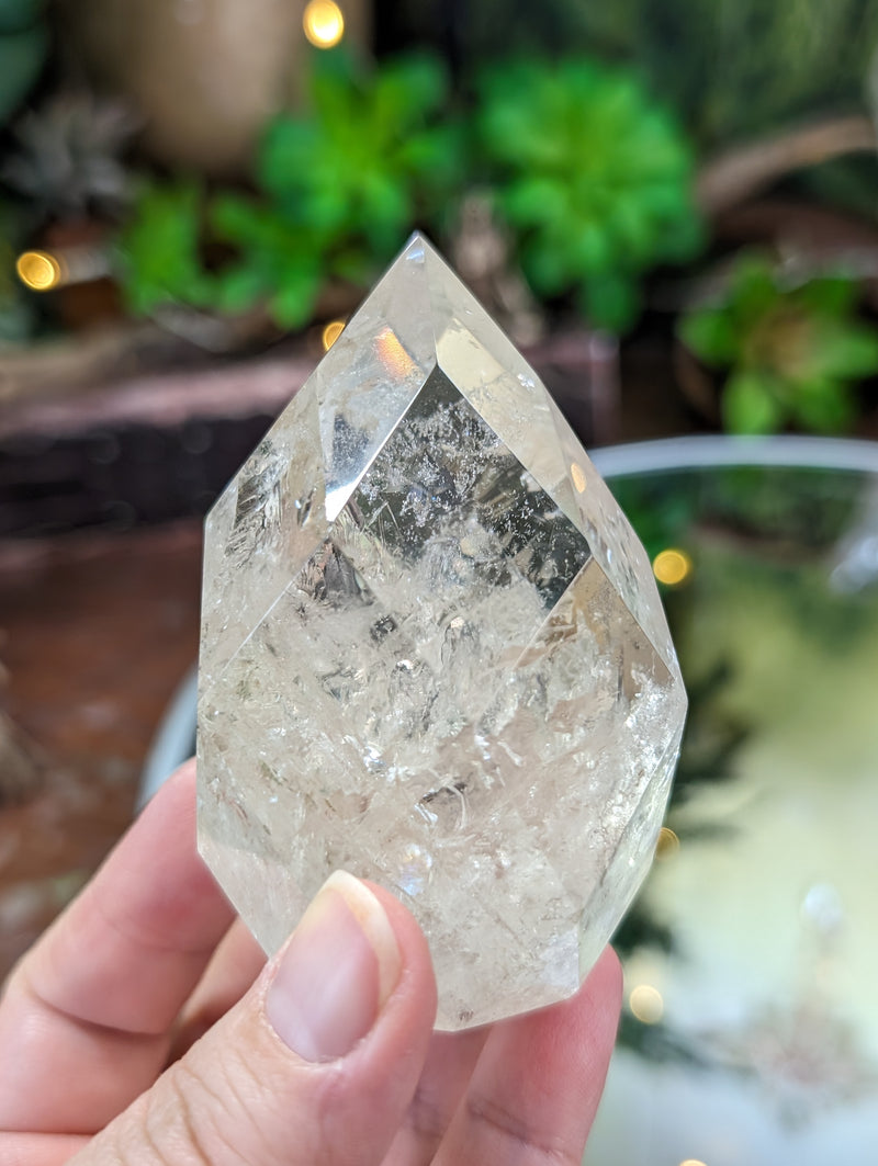 Faceted Clear Quartz Egg