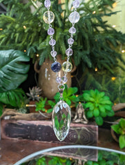 Faceted Amethyst, Pink Amethyst, Citrine & Prasiolite Necklace w/ Faceted Lemurian Quartz Point