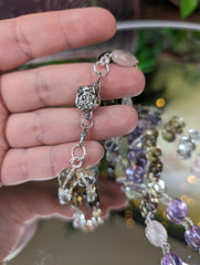 Double Layer Prehnite, Smoky, Amethyst, Quartz, Rose Quartz, Citrine & Prasiolite Necklace w/ Lemurian Heart