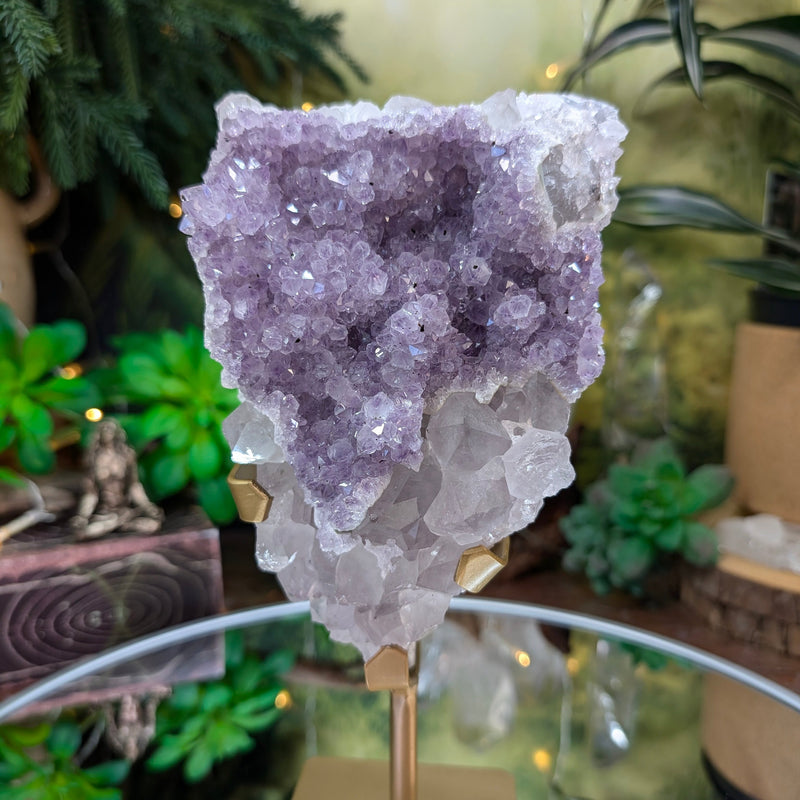 Pseudomorph Amethyst Over Quartz Specimen