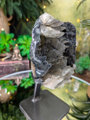 Very Unique Specimen - Black Galaxy Amethyst with Unique Calcite Growth