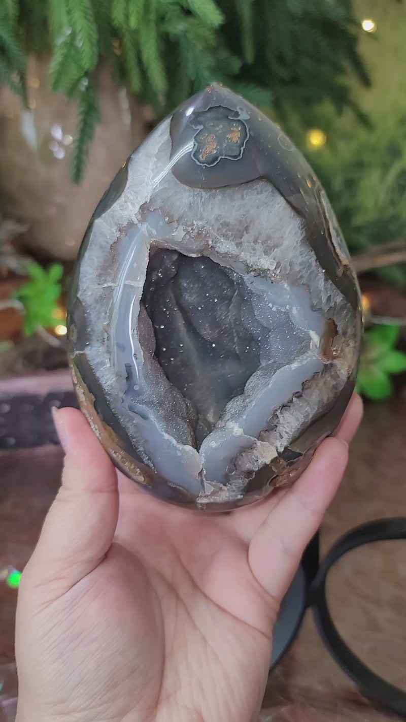 Chalcedony Geode Egg with Agate