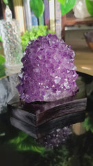 Big Stalactite Tip Amethyst on Wooden Stand