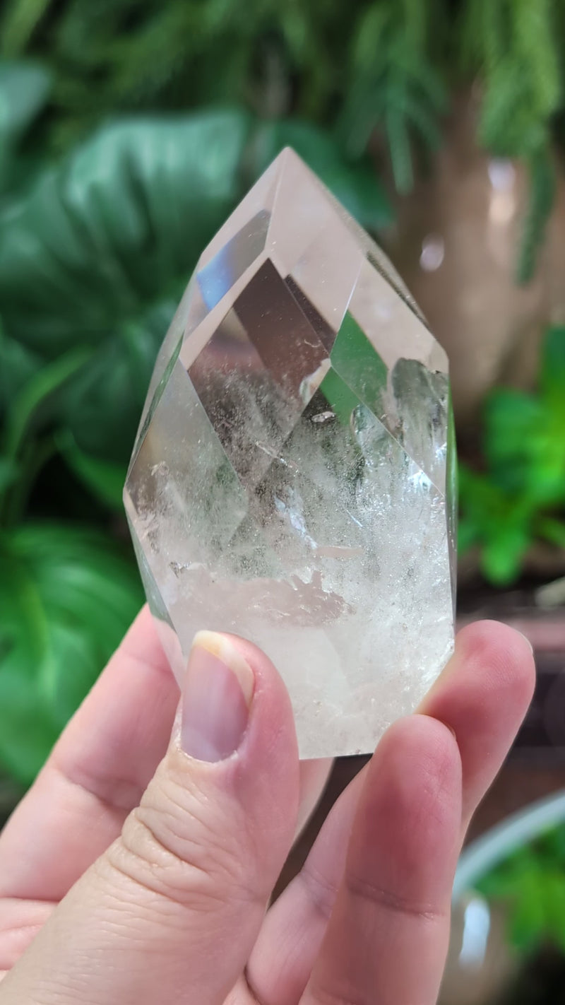 High Grade Faceted Clear Quartz Egg