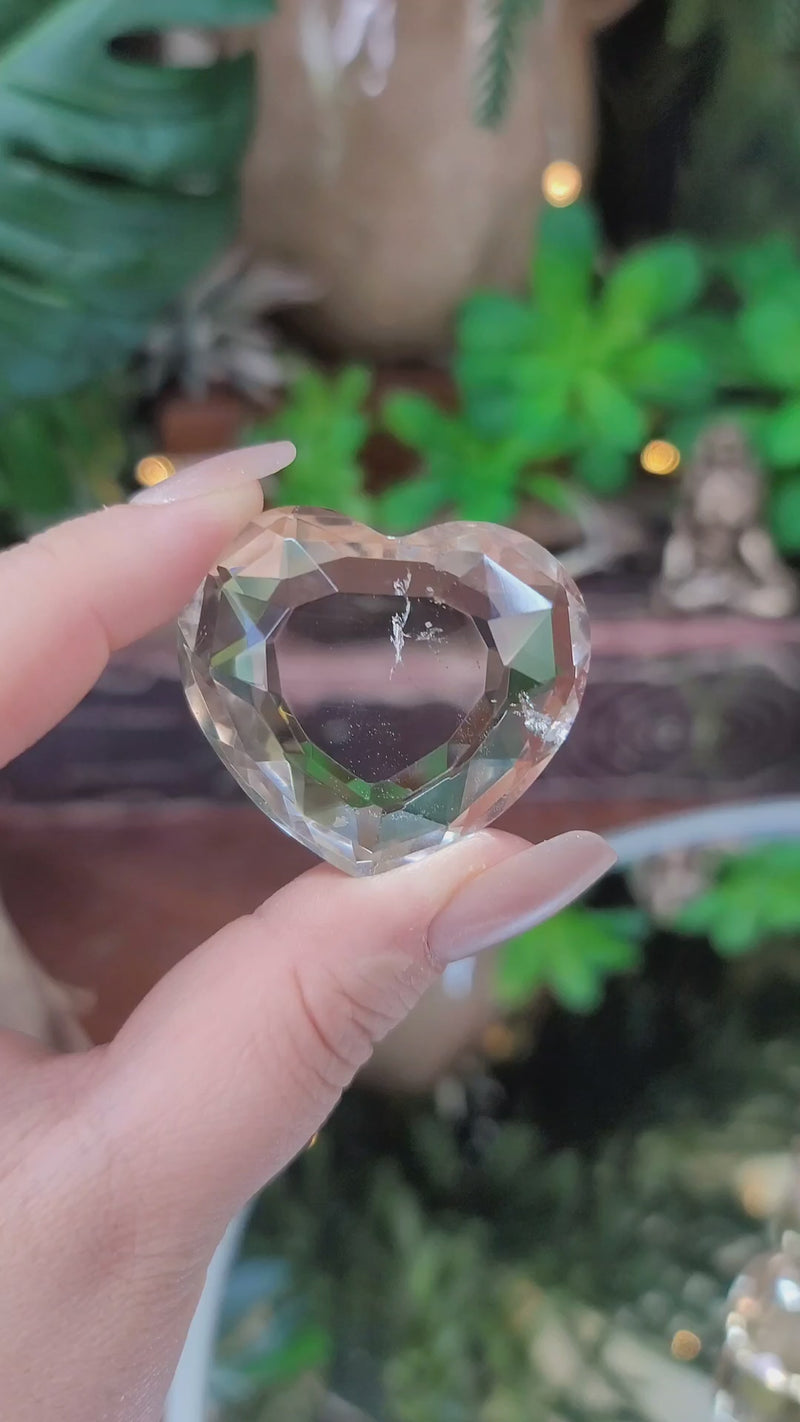 High Grade Clear Quartz Faceted Heart