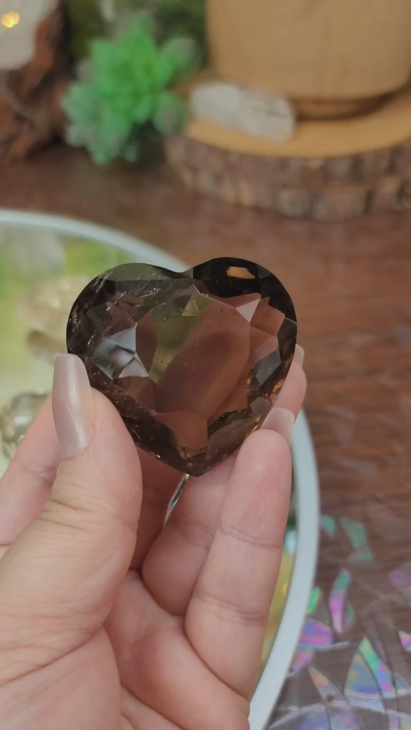 Gem Grade Smoky Quartz Faceted Heart