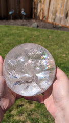 Beautiful XL Lemurian Quartz Crystal Ball with Rainbows