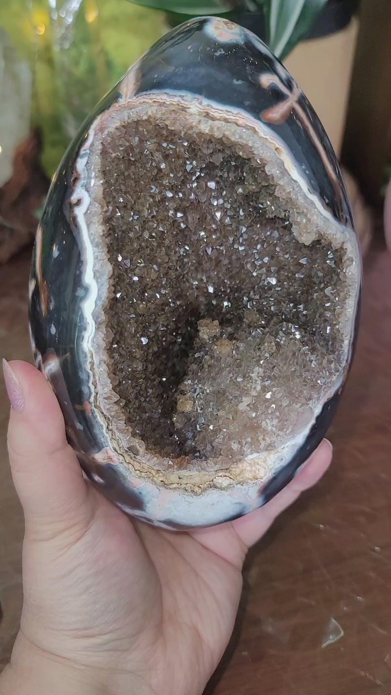 Chocolate Druzy Jasper Geode Egg