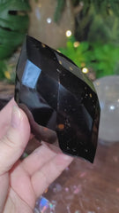 Faceted Dark Smoky Quartz with Gold Rutile