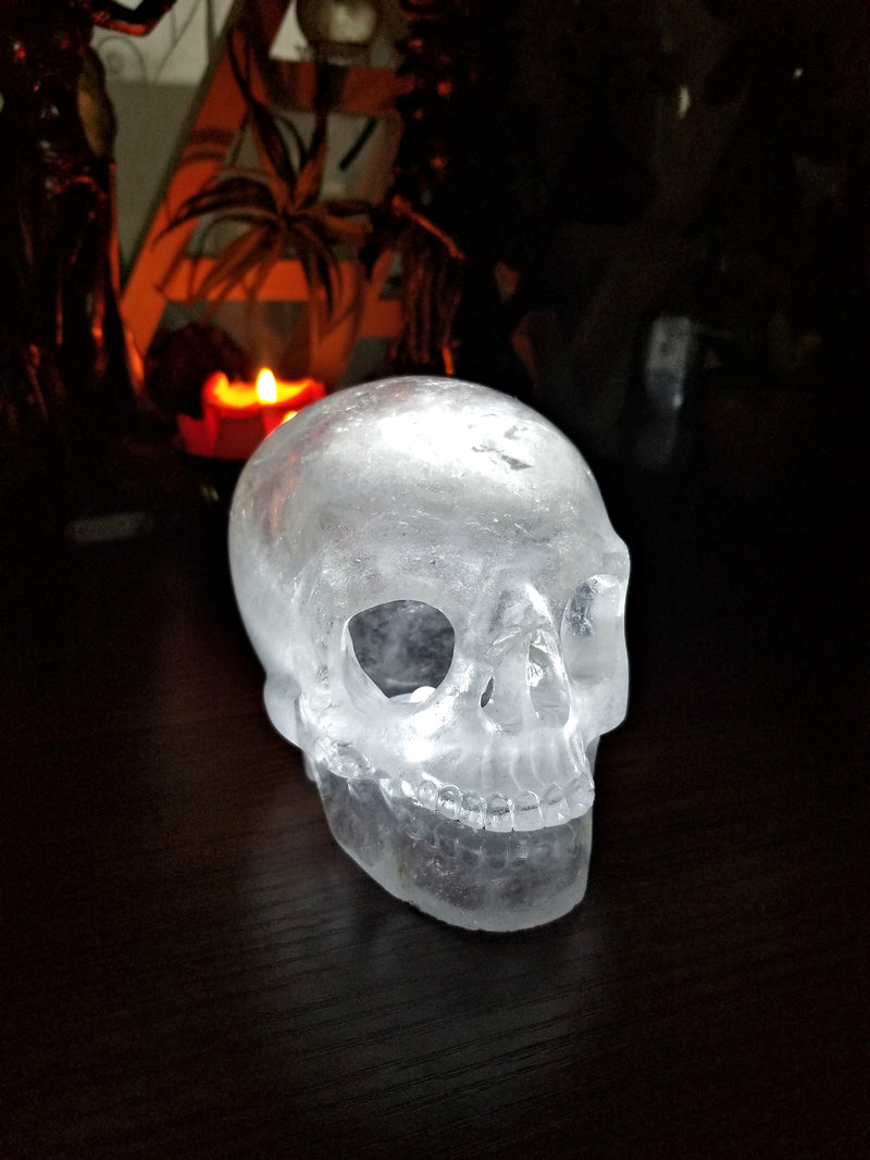 Extra Large Clear Quartz Skull Light/Lamp