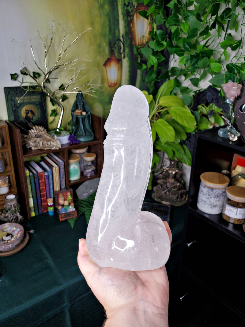 JUMBO 9" Tall Clear Quartz Penis
