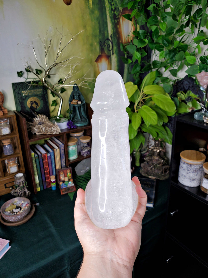 JUMBO 9" Tall Clear Quartz Penis
