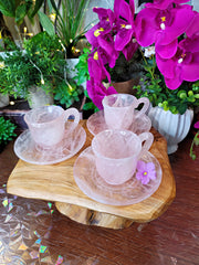 EXCLUSIVE High Quality Rose Quartz Crystal Teacup Set